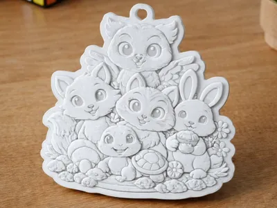 Cute Forest Animals 3D Printable Keychain