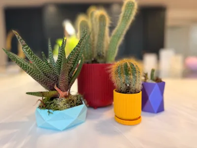 Short geometric plant pot