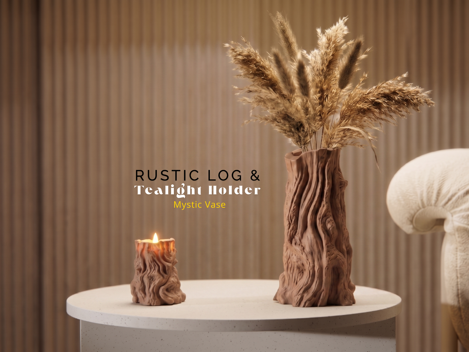 Rustic Log Vase & Tealight Holder - 1