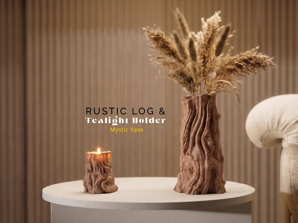 Model A Format Compasition Rustic Log Vase & Tealight Holder - Free 3D Print Model - MakerWorld
