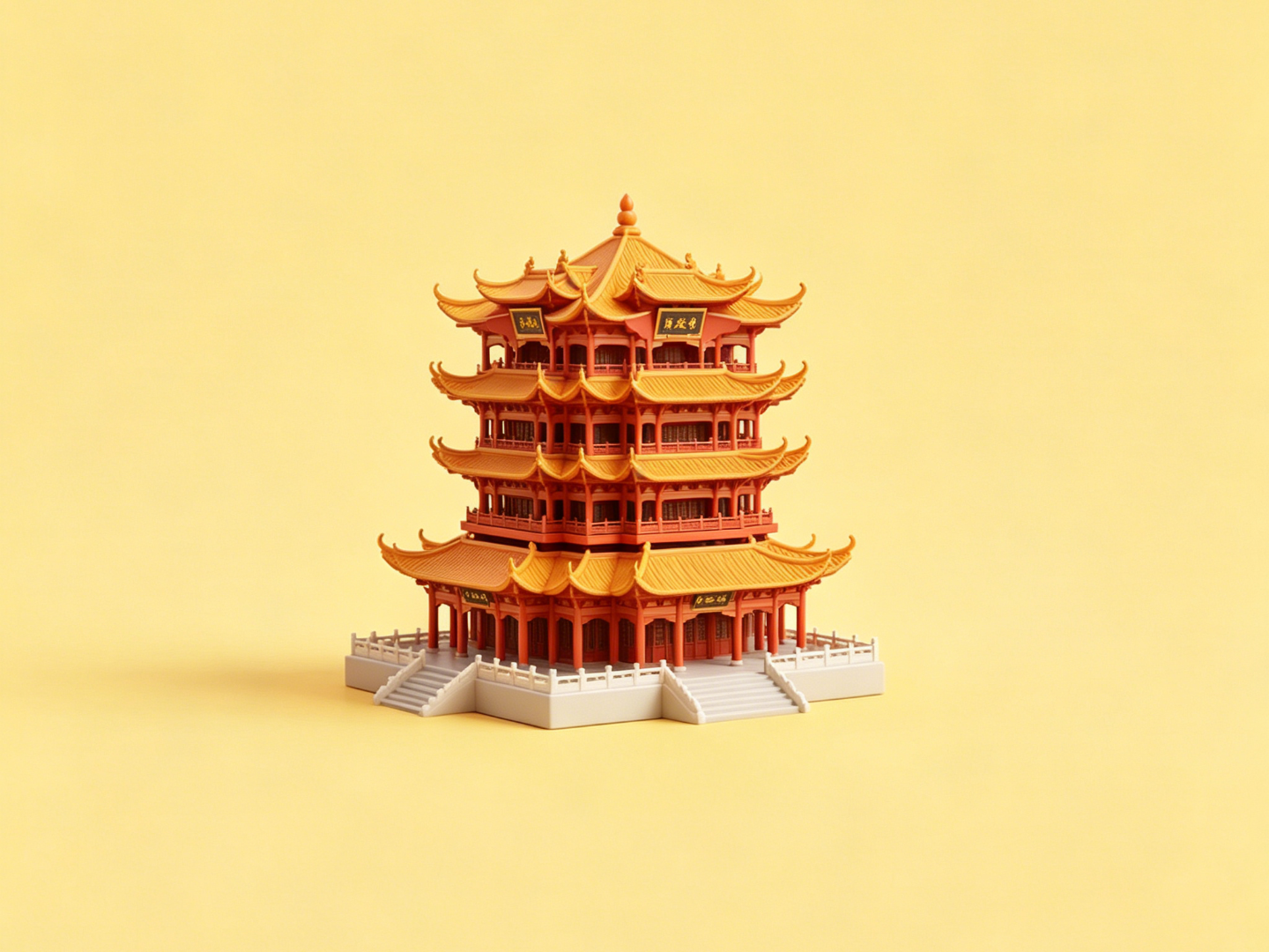 黄鹤楼-中国特色城市建筑模型微缩模型迷你商店-儿童过家家涂色玩具