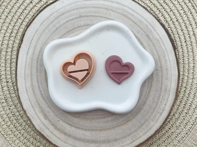 Heart Bookshelf Polymer Clay Earrings Cutter