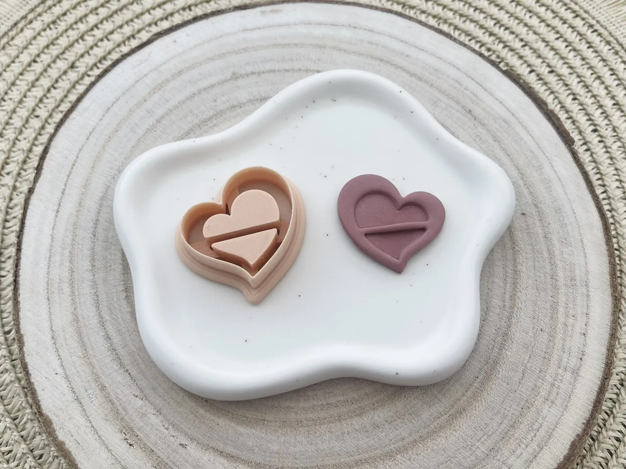 Heart Bookshelf Polymer Clay Earrings Cutter view 2