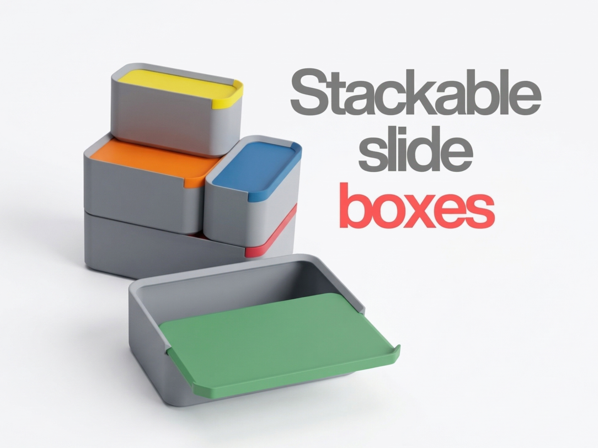 Parametric stackable slide boxes