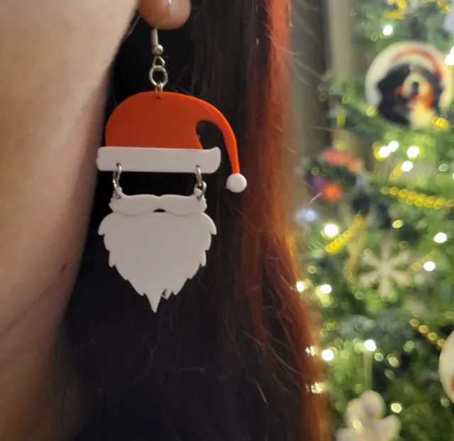 christmas earring santa hat with beard
