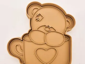 Cake cookie cutter - Teddy Bear in a cup