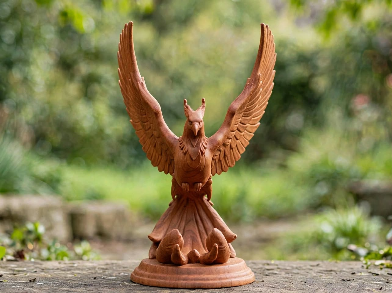 Fire Phoenix Statue - Wood PLA - Realistic Wood 3D model