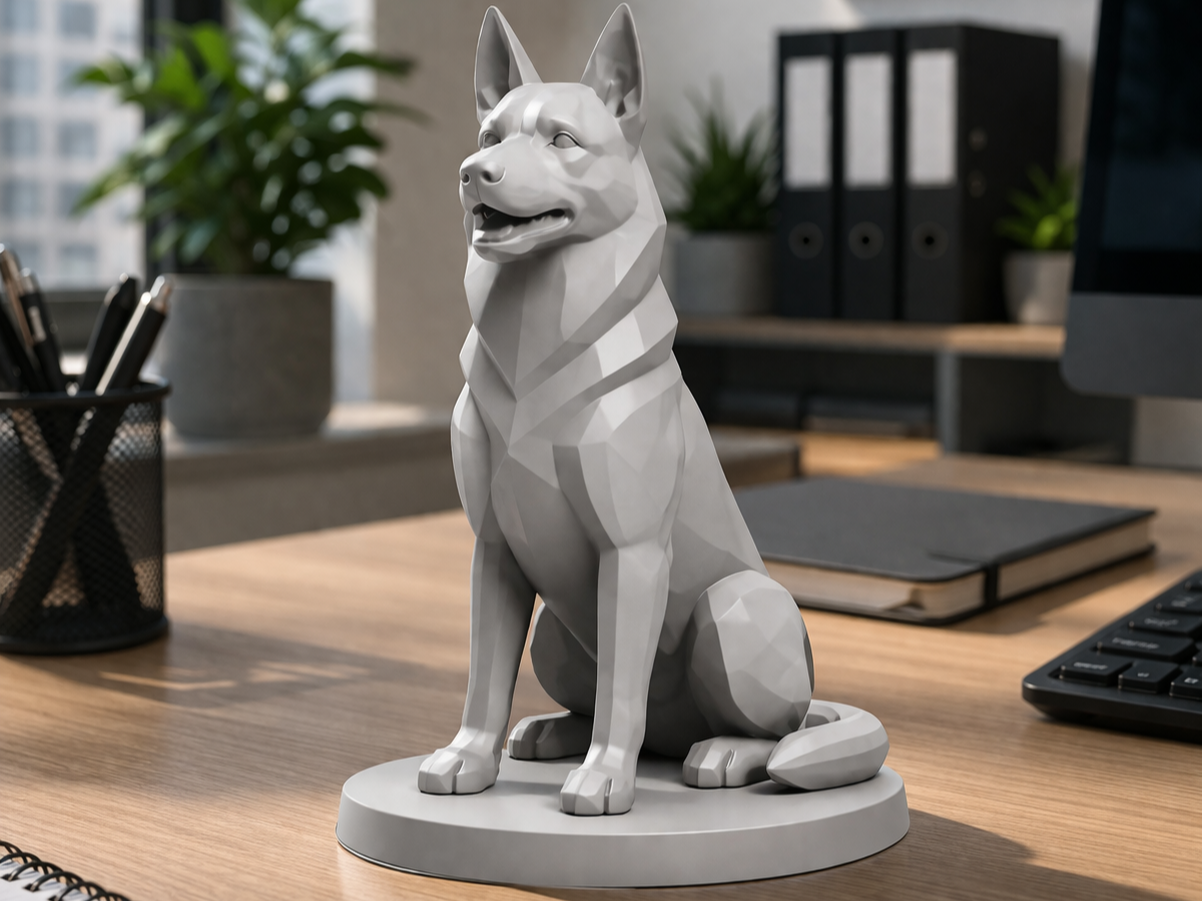 Low Poly Guard Dog Statue – High Quality 3D Print