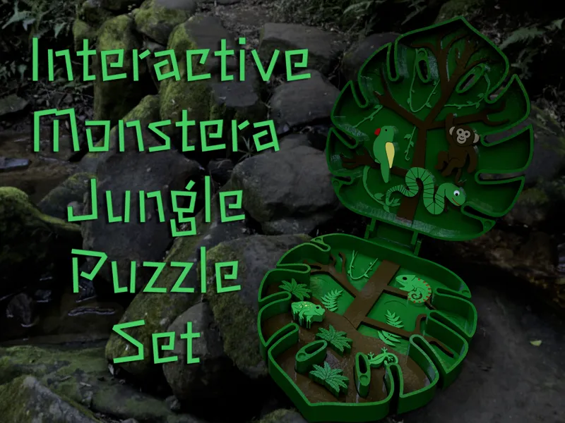 Interactive Monstera Jungle Puzzle Set