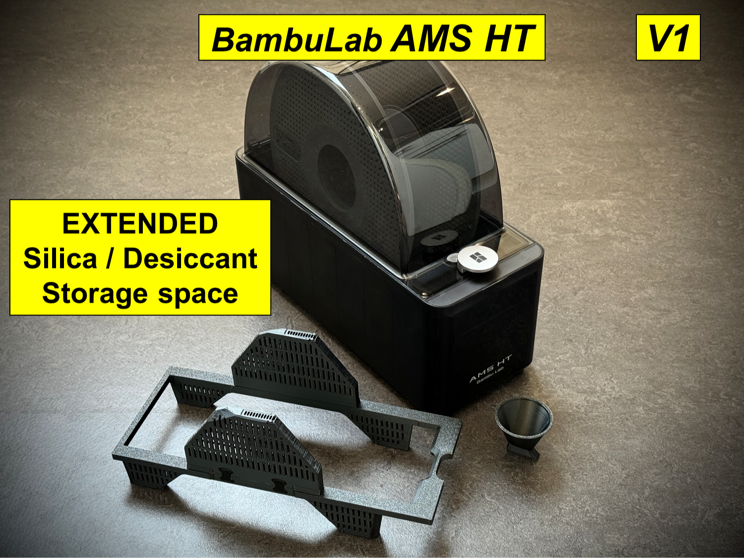 V1 - AMS HT – extended desiccant storage space - Free 3D Print