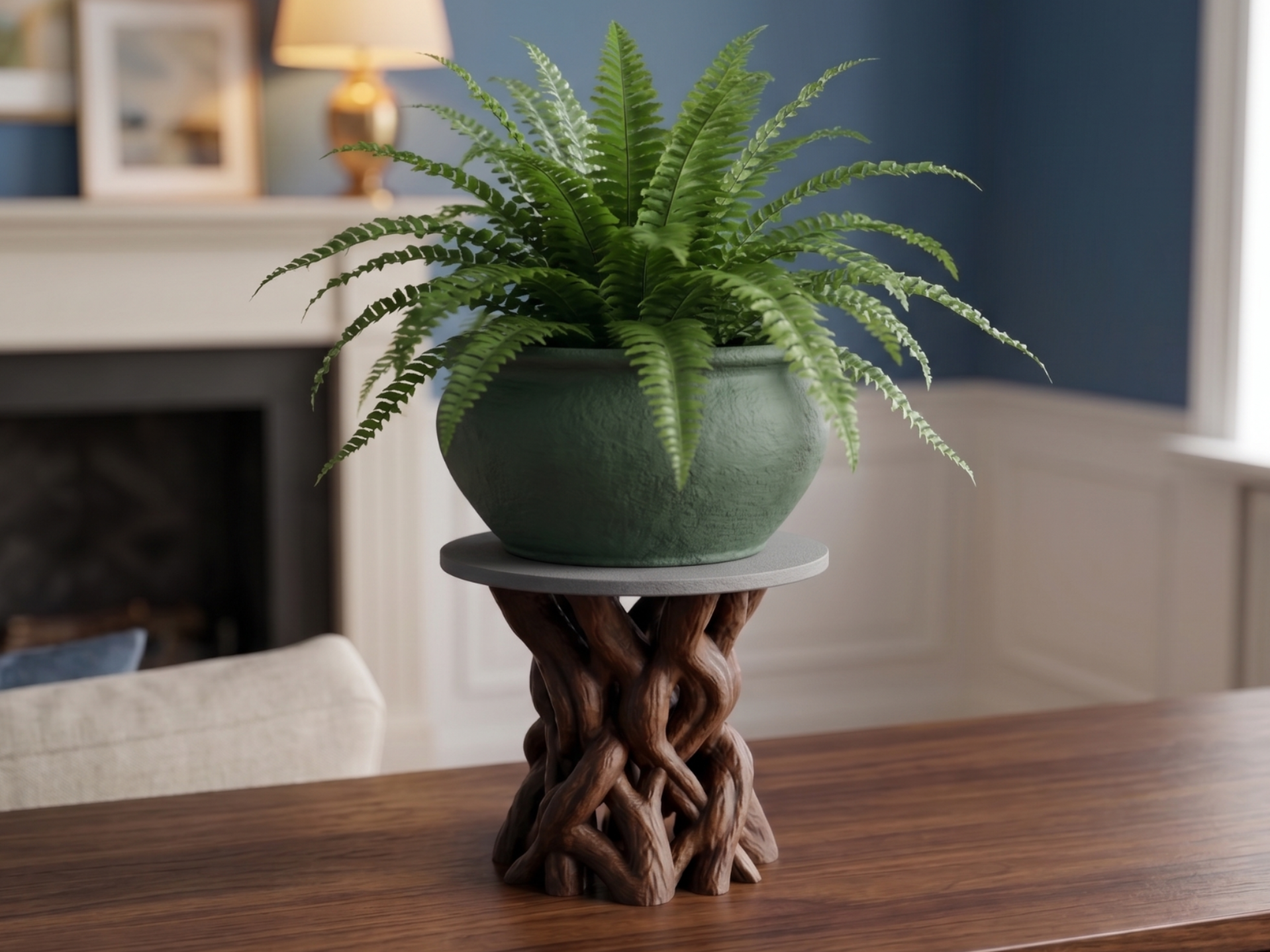 Organic Twinned Tree Root Plant Pedestal Stand