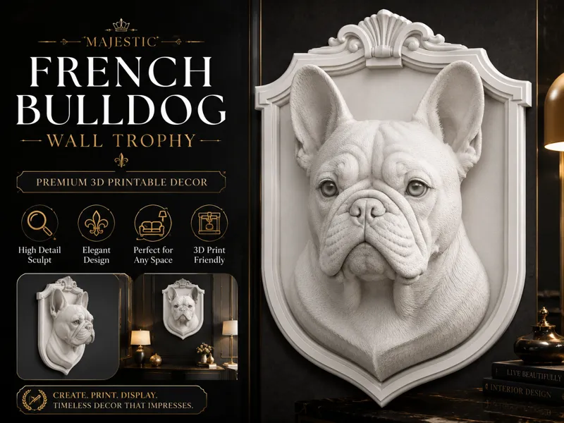 Majestic French Bulldog Wall Trophy Luxury