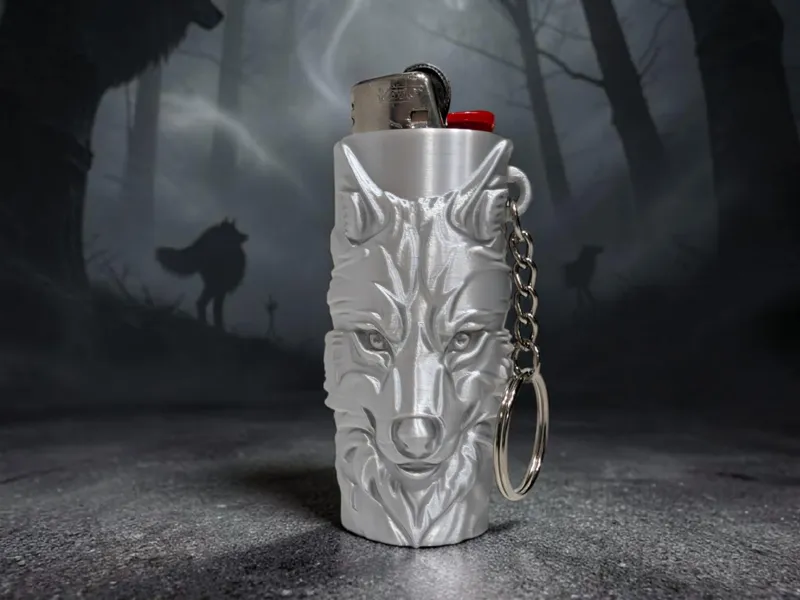 Wolf Bic Lighter Case