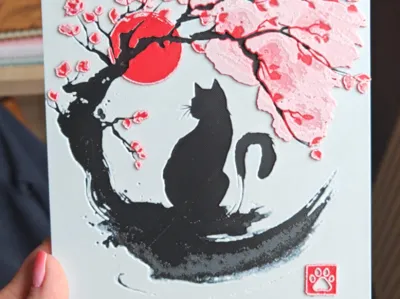 Cat under cherry tree