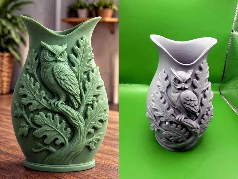 Owl Oak Leaf Decorative Vase