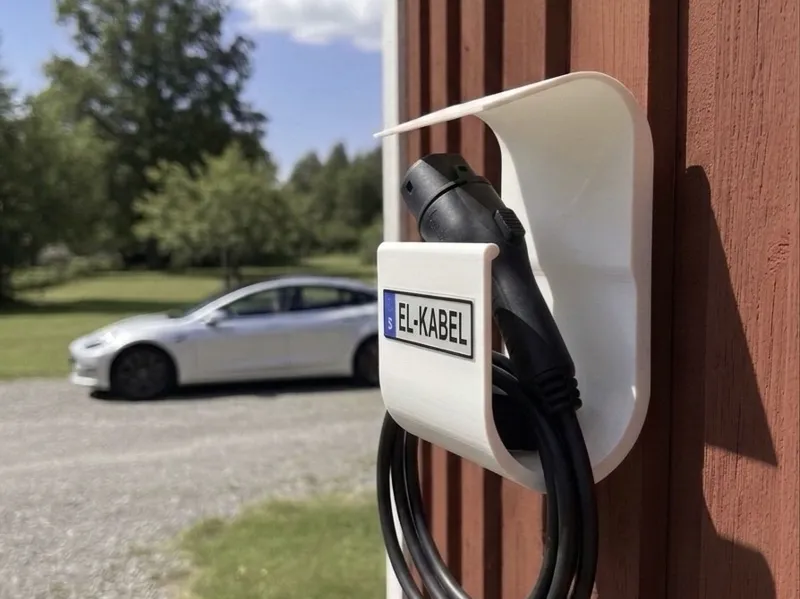 Sladdhållare till elbil - Med tak
