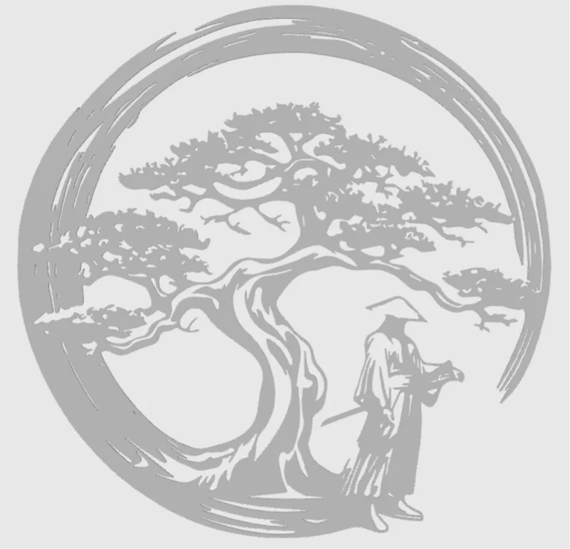 Samurai unter Bonsai Baum