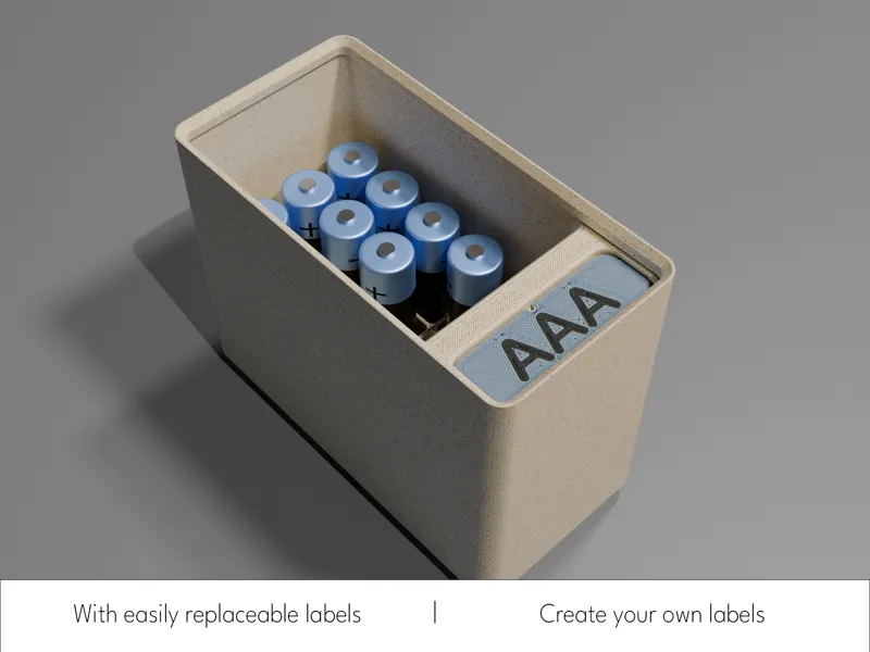 Gridfinity AAA Battery Storage 1x2x9 with Label