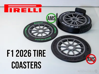 Pirelli F1 2026 tire coasters with holder
