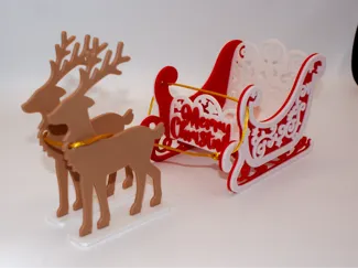 Multicolored Christmas sleigh with reindeer