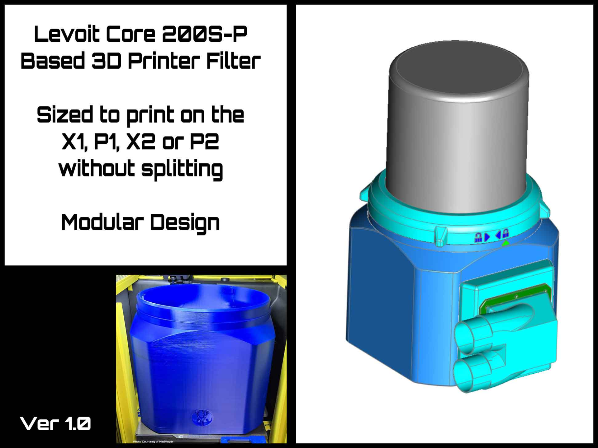 Levoit Core 200S 3D printer Filter Adapter