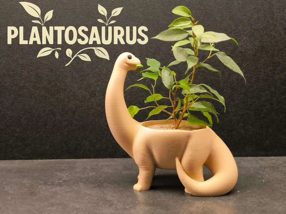 Plantosaurus - Dino Planter - Free 3D Print Model - MakerWorld
