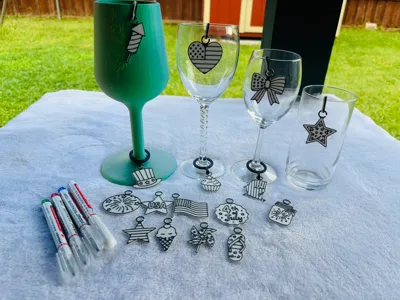4th of July Wine Charms/Markers
