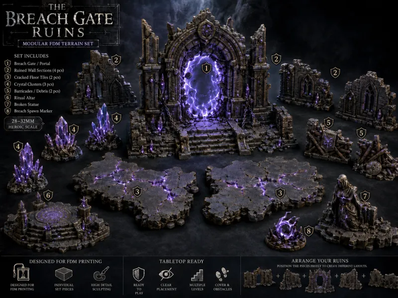 The Breach Gate Ruins – 28–32mm FDM Terrain Set
