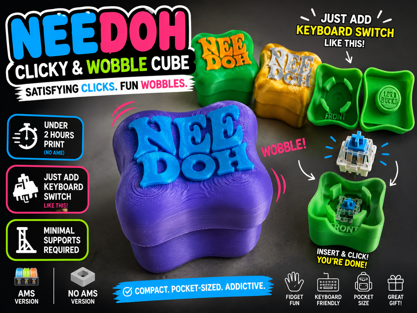 Needoh Clicky and Wobble Cube