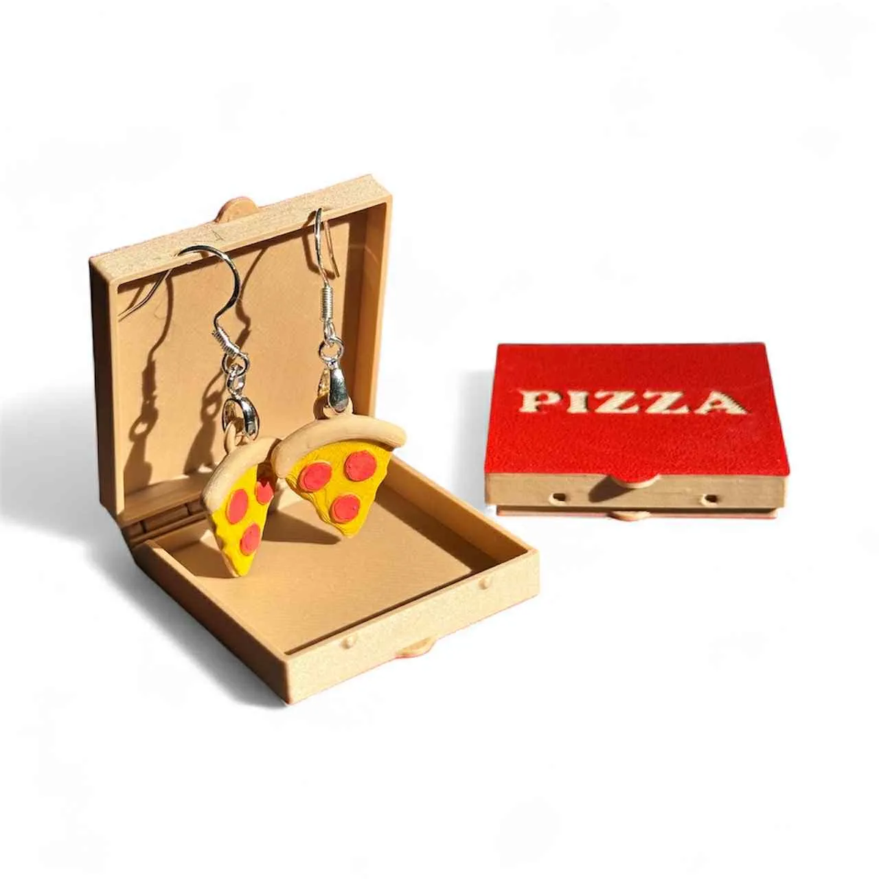 Pizza Earrings and Pizza Box Display view 2