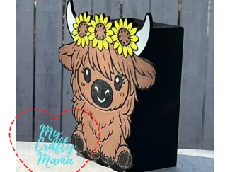 Clip on Highland Cow with Sunflowers - Pen Cup