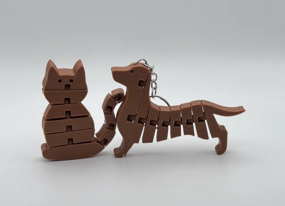 Cat and dog flexy + keychain - Free 3D Print Model - MakerWorld