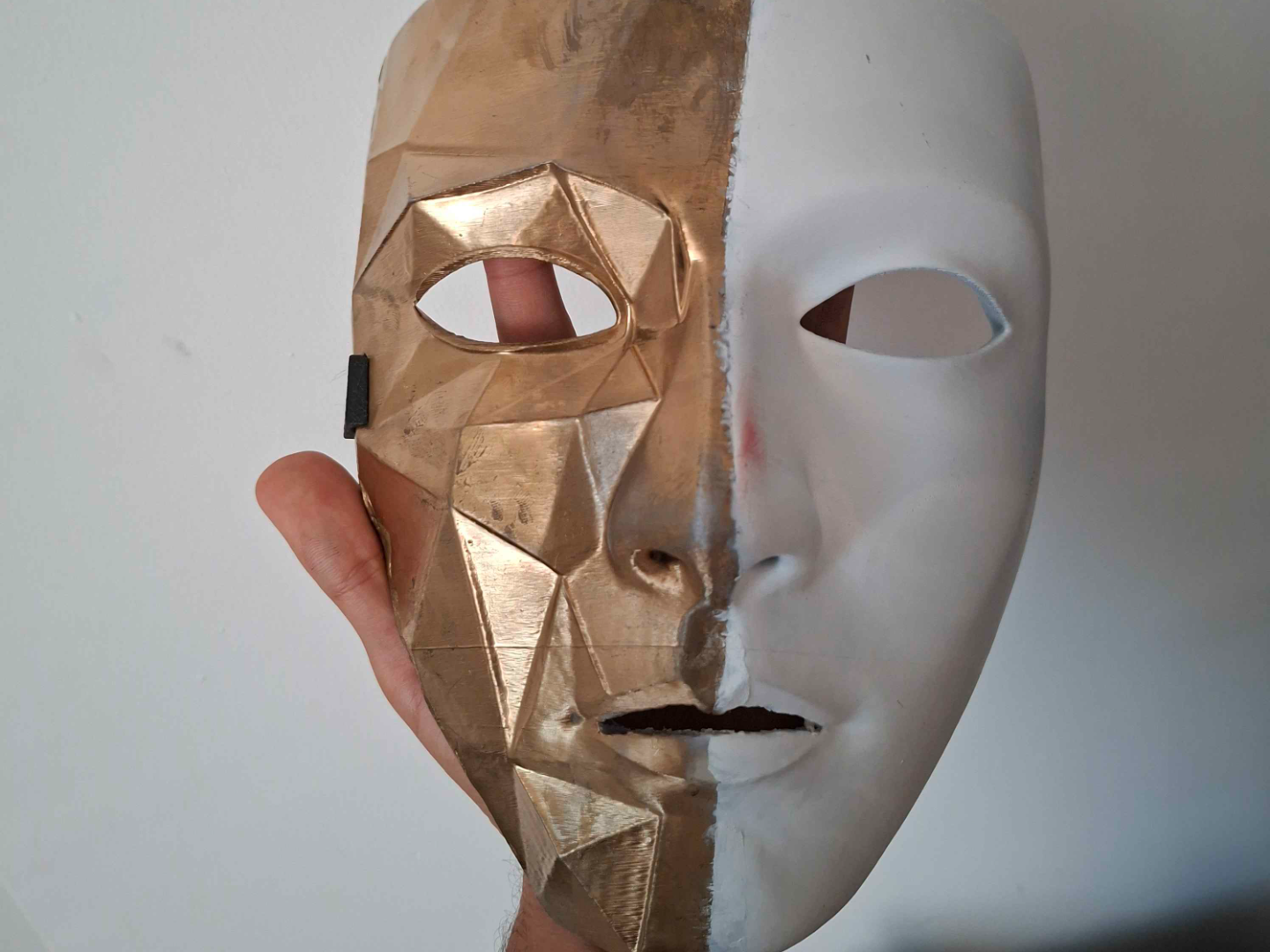 half low poly half plein mask