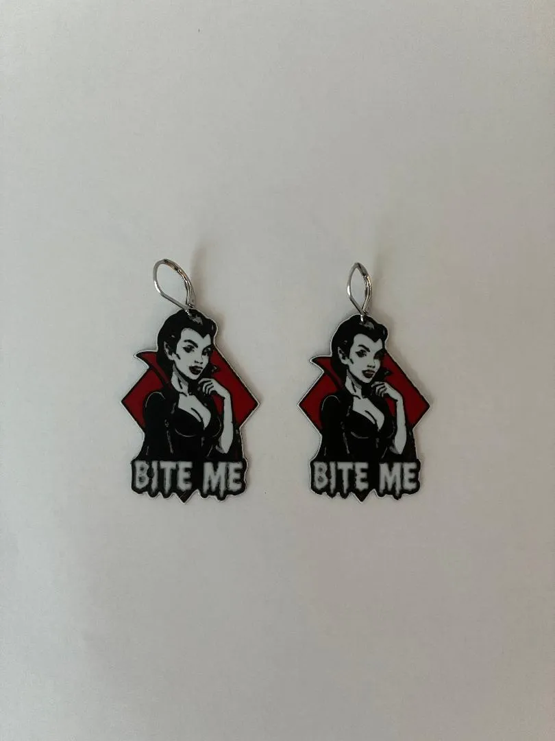 Vampire woman, Dracula earrings view 2