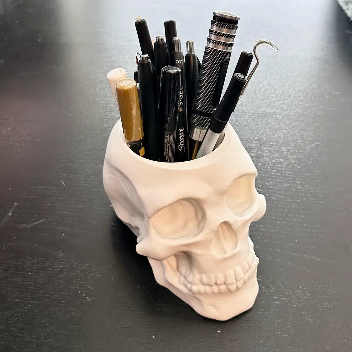 Large Gothic Skull Desk Organizer - Pen Holder view 2