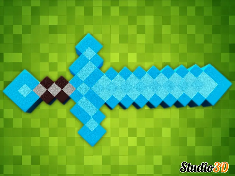 Minecraft Diamond Sword (5 colors for 4 color AMS)