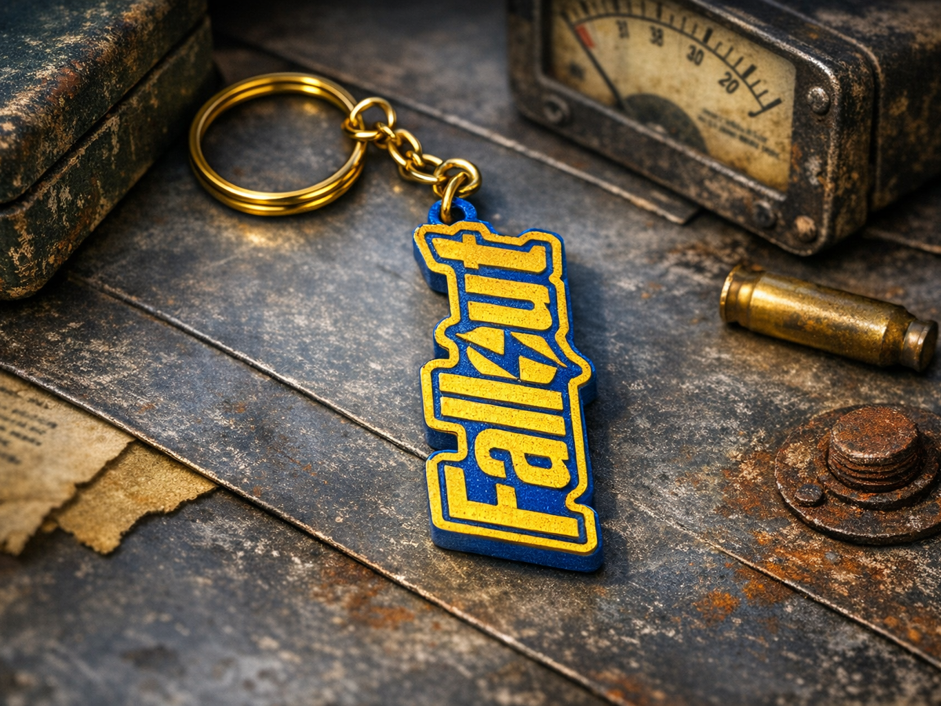 Fallout‑Style Lightning Logo Keychain