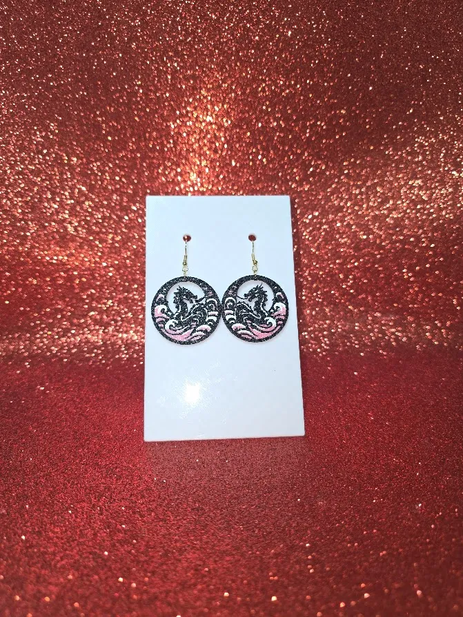 Round dragon earrings view 2