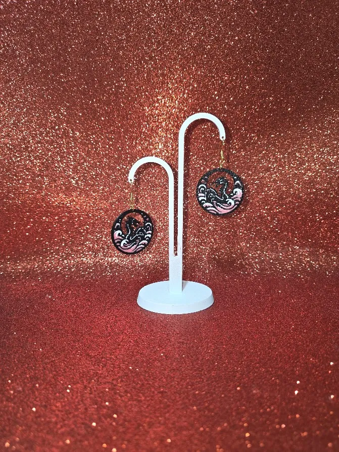 Round dragon earrings view 3