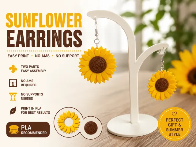 Sunflower Earrings - Easy Print Set