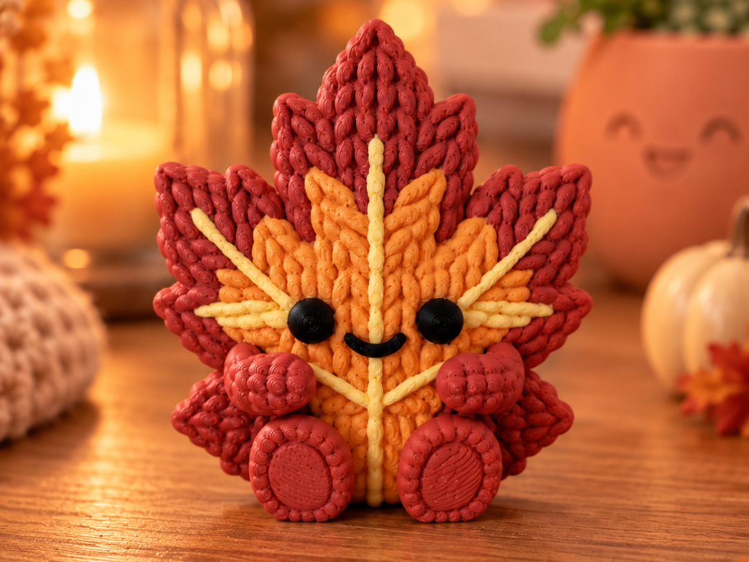 Knitted Maple Leaf - Cozy Autumn Decor - 1