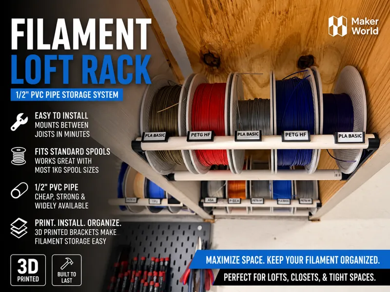 PVC Filament Rack 1/2" PVC Spool Storage System