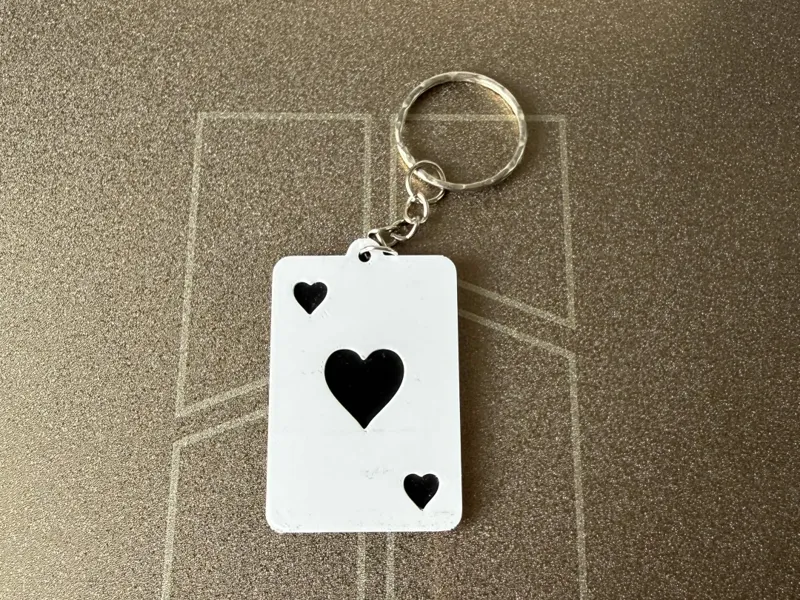 Minimalist Poker  Card Keychain - Ace of Hearts