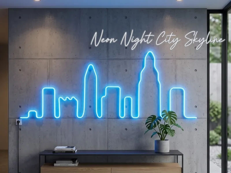 Neon Night City Skyline