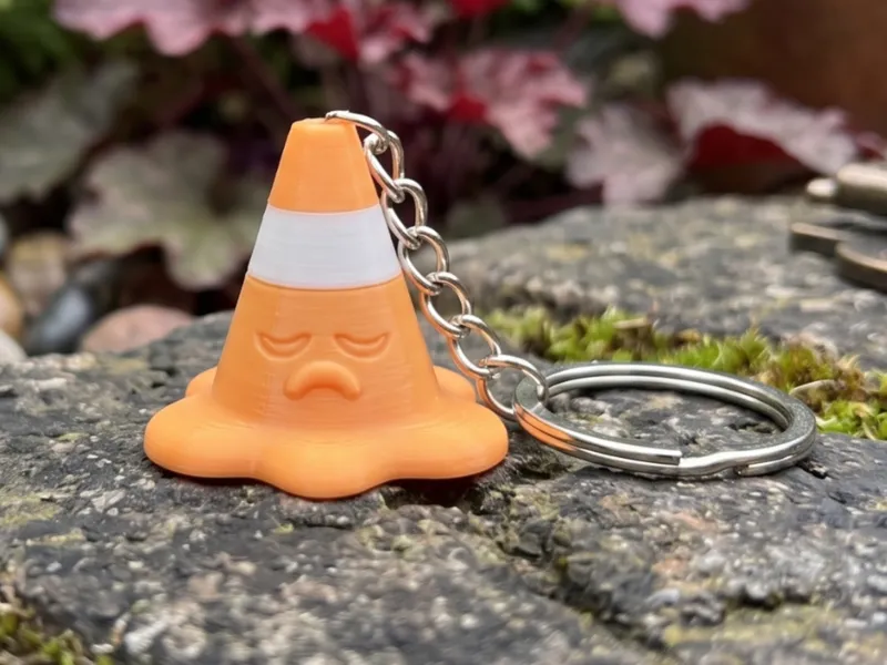 Cute Sad Traffic Cone Keychain 
