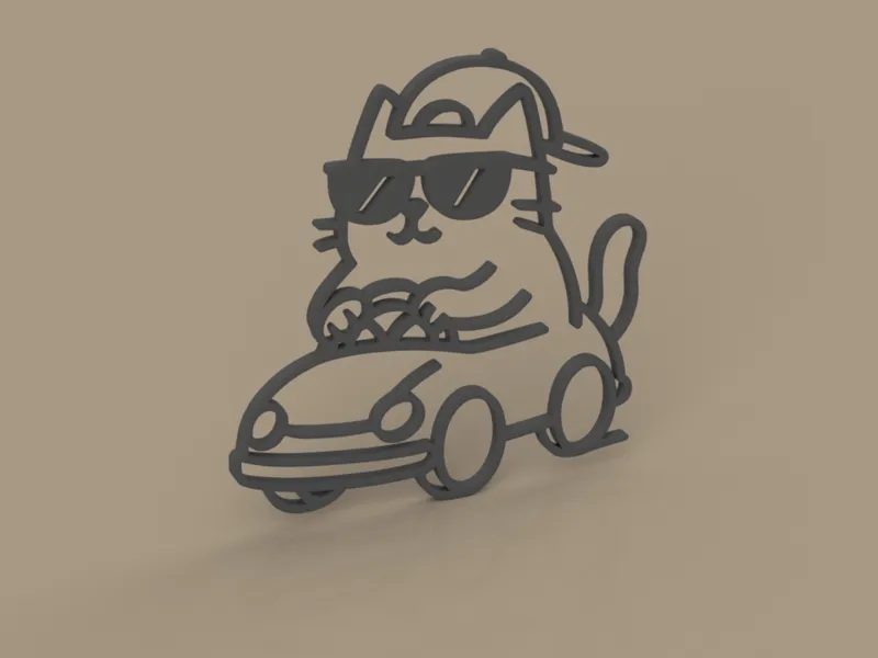 Cool Cat driving - 2D Wall Art