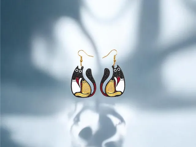 Cats in the cat earrings