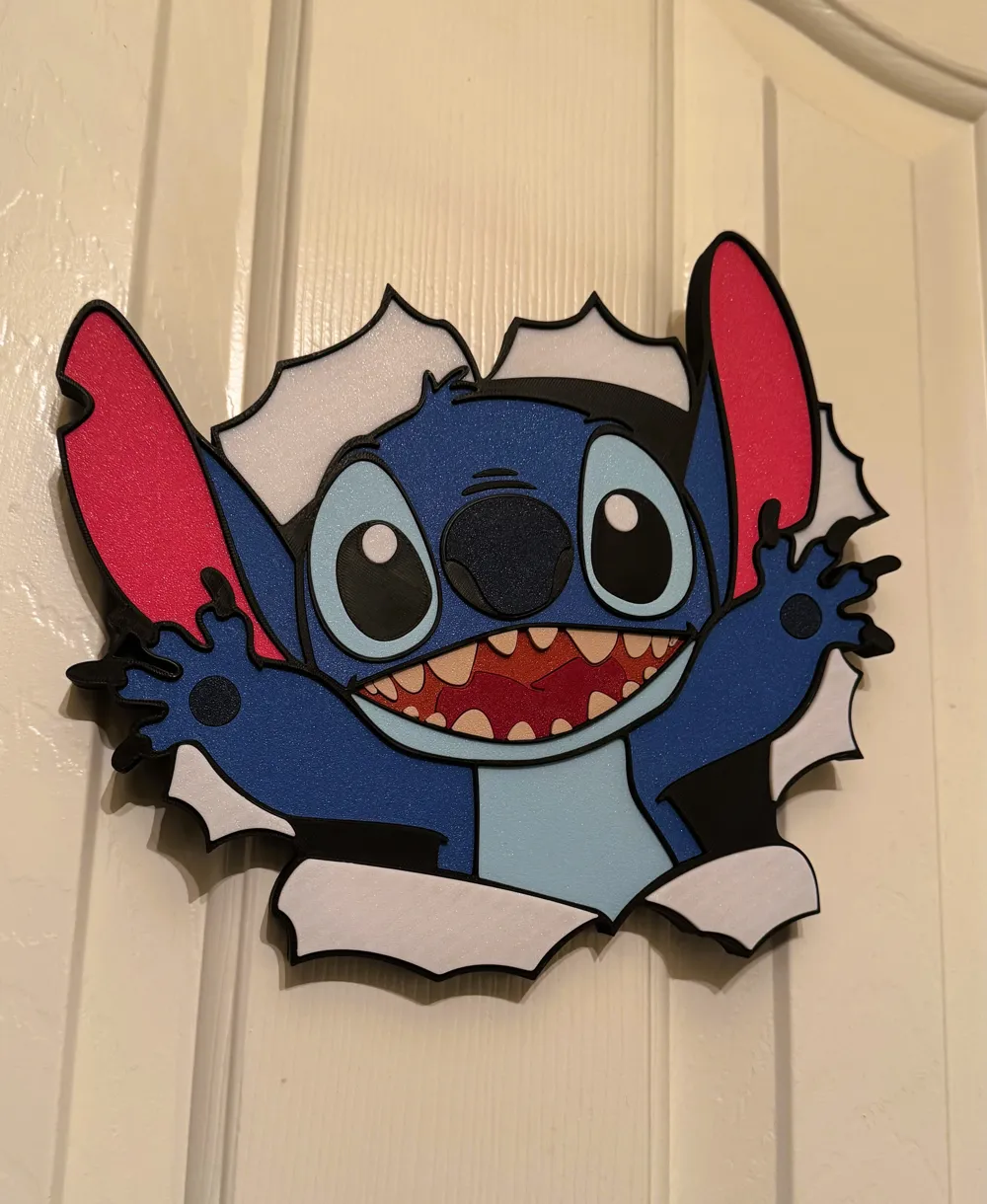 Stitch (NO AMS) Wall Art - Free 3D Print Model - MakerWorld