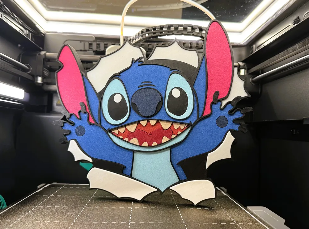 Stitch (NO AMS) Wall Art - Free 3D Print Model - MakerWorld