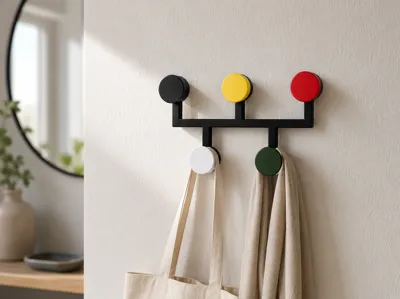 Colorful Modular 5-Hook Wall Coat Rack